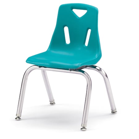 Jonti-Craft Berries Stacking Chairs with Chrome-Plated Legs, 14 in. Ht, Set of 6, Teal 8144JC6005